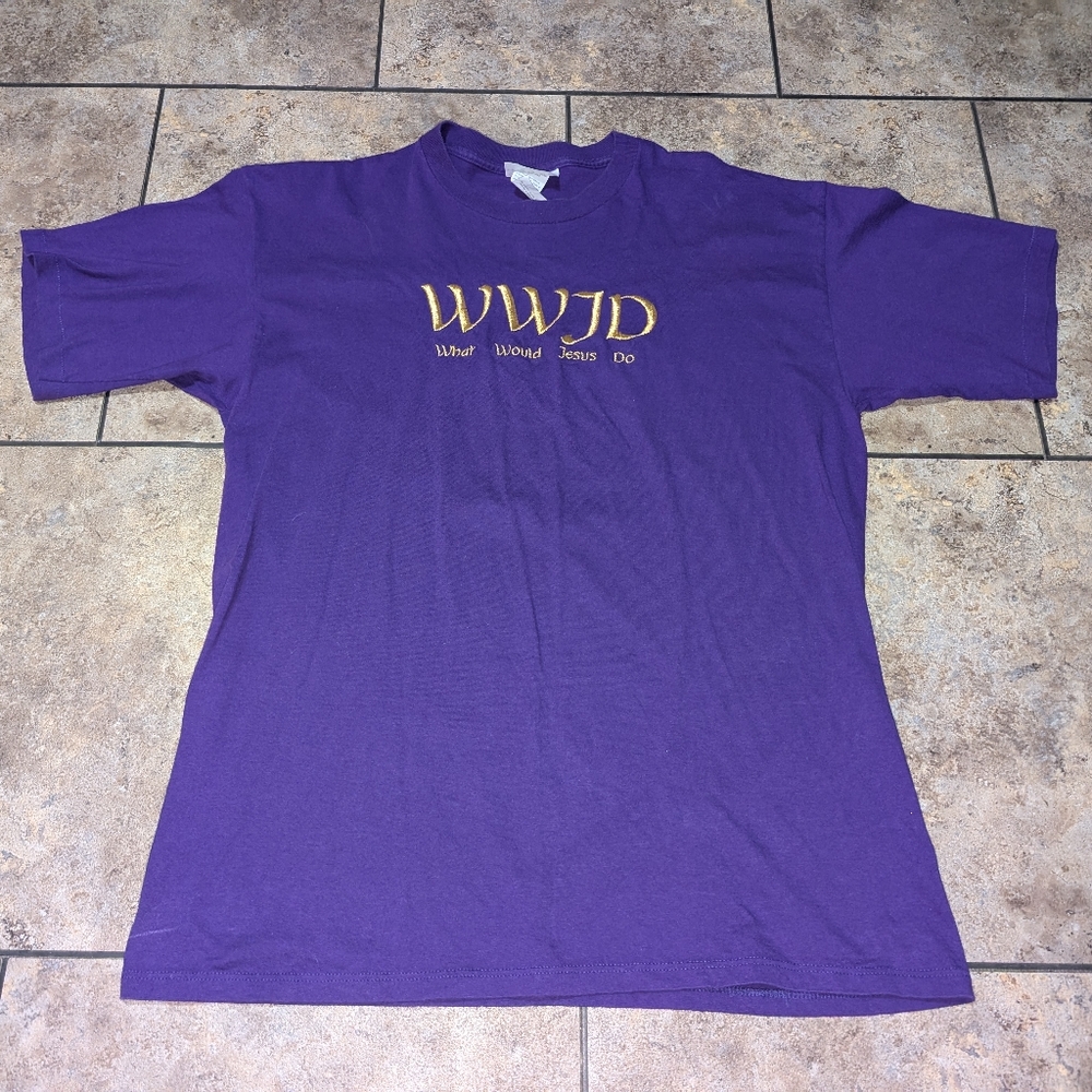 What Would Jesus Do 90s Embroidered Single Stitch Tee Men's Large Women's Xl